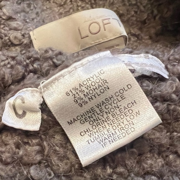 LOFT Soft Mohair Sweater Vest Gray Brown Small Pockets Open cowl neck Wool - Picture 5 of 7